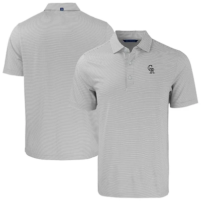 Men's Cutter & Buck Gray/White Colorado Rockies Forge Eco Double Stripe Stretch Recycled Polo