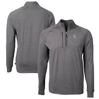 Men's Cutter & Buck Heather Black Colorado Rockies Big Tall Adapt Eco Raglan Quarter-Zip Jacket