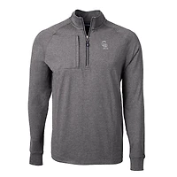 Men's Cutter & Buck Heather Black Colorado Rockies Big Tall Adapt Eco Raglan Quarter-Zip Jacket