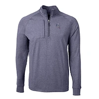 Men's Cutter & Buck  Heather Navy Colorado Rockies Americana Logo Big Tall Adapt Eco Knit Stretch Recycled Quarter-Zip Pullover Top