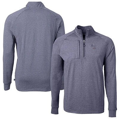 Men's Cutter & Buck  Heather Navy Colorado Rockies Americana Logo Big Tall Adapt Eco Knit Stretch Recycled Quarter-Zip Pullover Top
