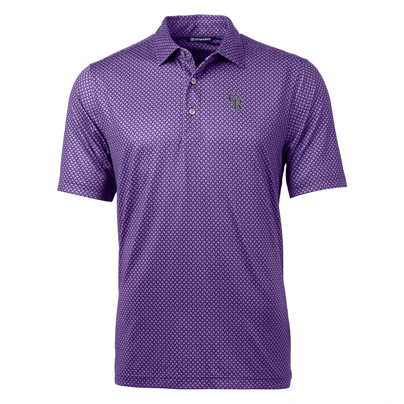 Men's Cutter & Buck Purple Colorado Rockies Big Tall Pike Banner Print Polo