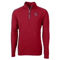 Pull-over zippé quart de tour en tricot extensible recyclé et avec logo patriotique des Rockies du Colorado pour homme, Cutter & Buck, rouge