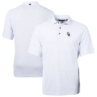Men's Cutter & Buck  White Colorado Rockies Virtue Eco Pique Tile Recycled Polo