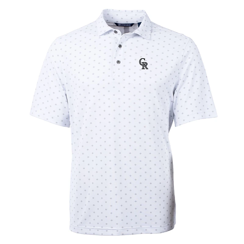Polo recyclé Virtue Eco Pique Tile des Colorado Rockies pour homme, blanc, Cutter & Buck