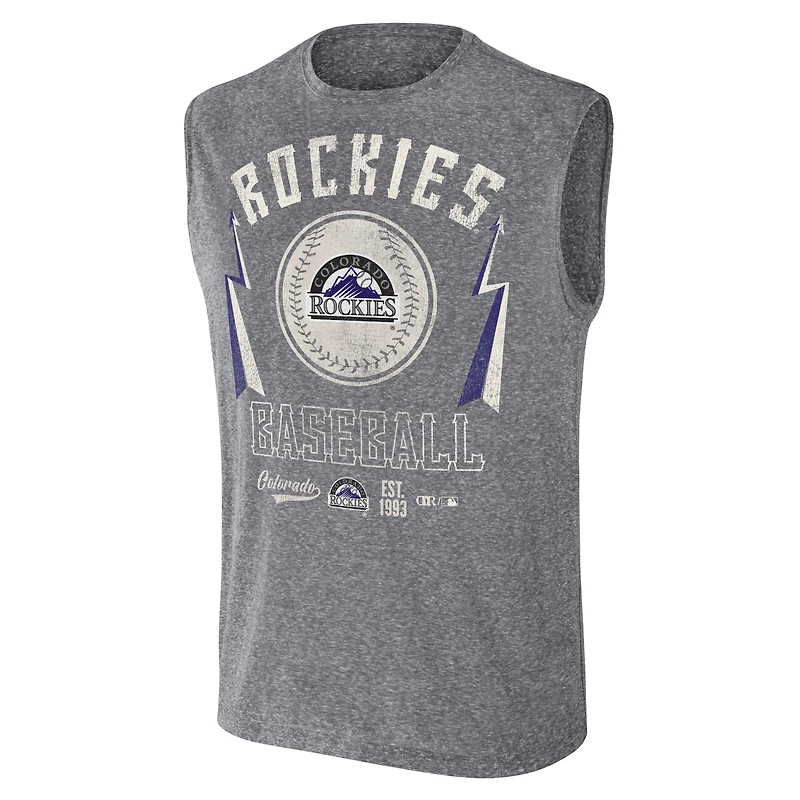 Men's Darius Rucker Collection by Fanatics Charcoal Colorado Rockies Relaxed-Fit Muscle Tank Top