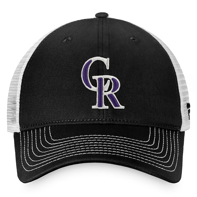 Men's Fanatics Black/ Colorado Rockies Team Core Unstructured Trucker Adjustable Hat