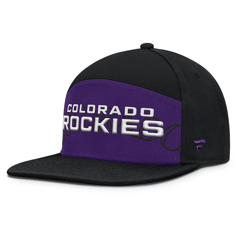 Casquette Snapback Fanatics noire/violette Colorado Rockies Clubhouse Splitter pour homme