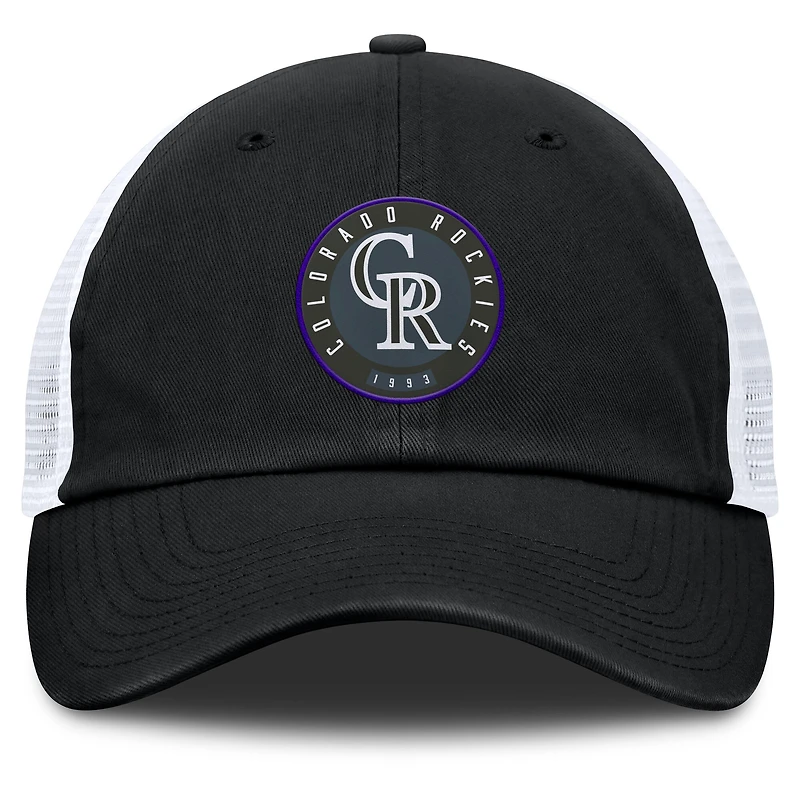Men's Fanatics Black/White Colorado Rockies Averies Adjustable Hat