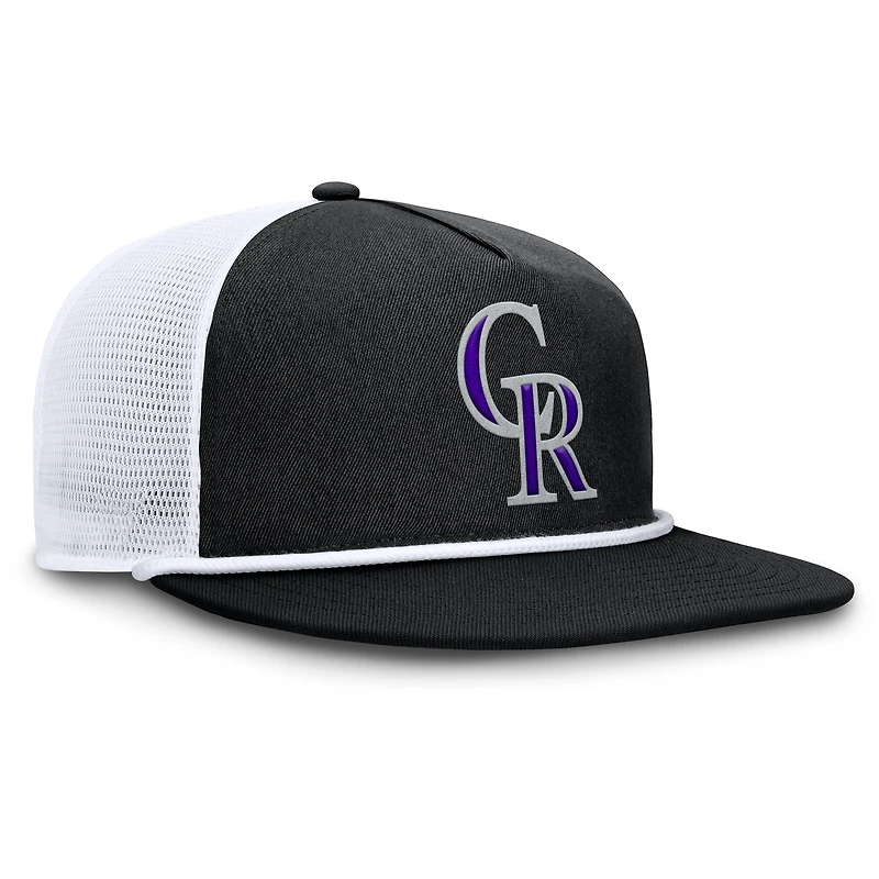 Casquette snapback Fanatics noire/blanche pour homme Colorado Rockies Clubhouse Change Up