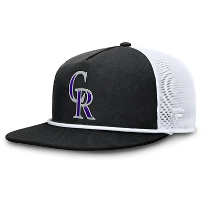 Casquette snapback Fanatics noire/blanche pour homme Colorado Rockies Clubhouse Change Up