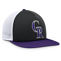 Men's Fanatics Black/White Colorado Rockies Fundamental Foam Front Snapback Hat