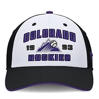 Casquette structurée Jammed Flex noire et blanche des Colorado Rockies de Fanatics pour homme