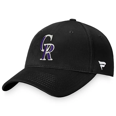 Casquette réglable Fanatics Black Colorado Rockies Cooperstown Collection Core pour hommes