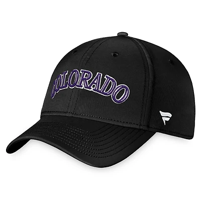 Casquette Fanatics noire Colorado Rockies Cooperstown Core Flex pour hommes