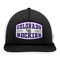 Casquette Snapback de camionneur en mousse avec patch frontal en mousse Fanatics pour hommes, noire des Colorado Rockies