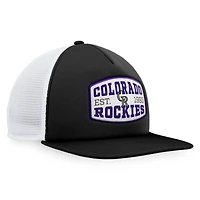 Casquette Snapback de camionneur en mousse avec patch frontal en mousse Fanatics pour hommes, noire des Colorado Rockies