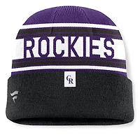 Bonnet en tricot à revers à rayures fondamentales Colorado Rockies noir Fanatics pour homme