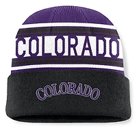 Men's Fanatics Black Colorado Rockies Fundamental Team Stripe Cuffed Knit Hat