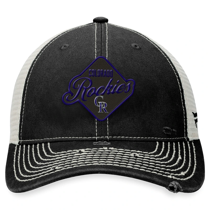 Men's Fanatics Black Colorado Rockies Heritage Trucker Snapback Hat