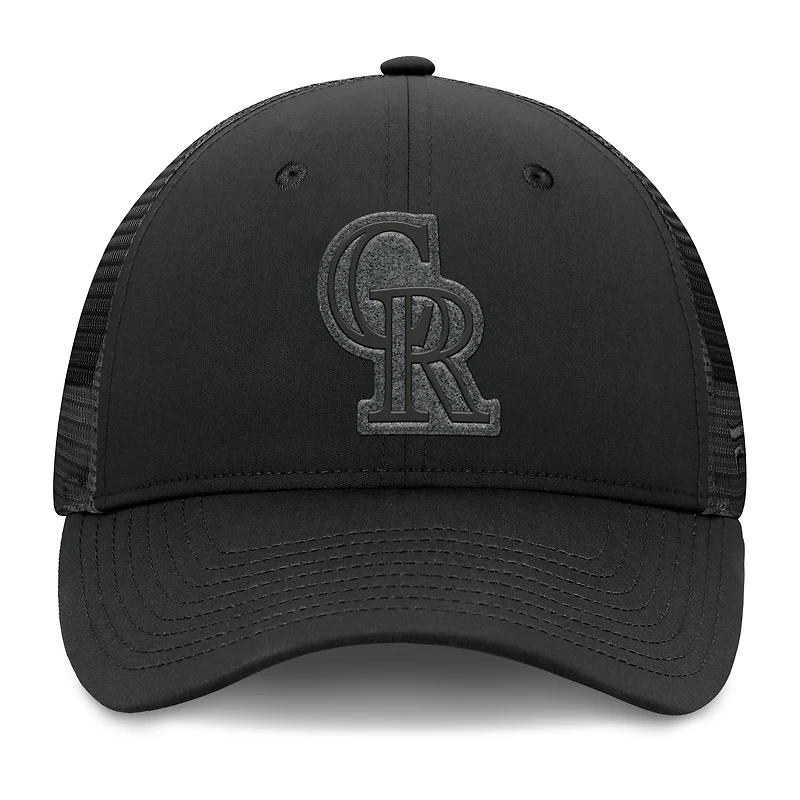 Casquette de camionneur ajustable noire Fanatics pour hommes, lancement des Rockies du Colorado