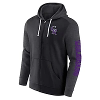 Men's Fanatics Black Colorado Rockies Offensive Line Up Lightweight Full-Zip Hoodie