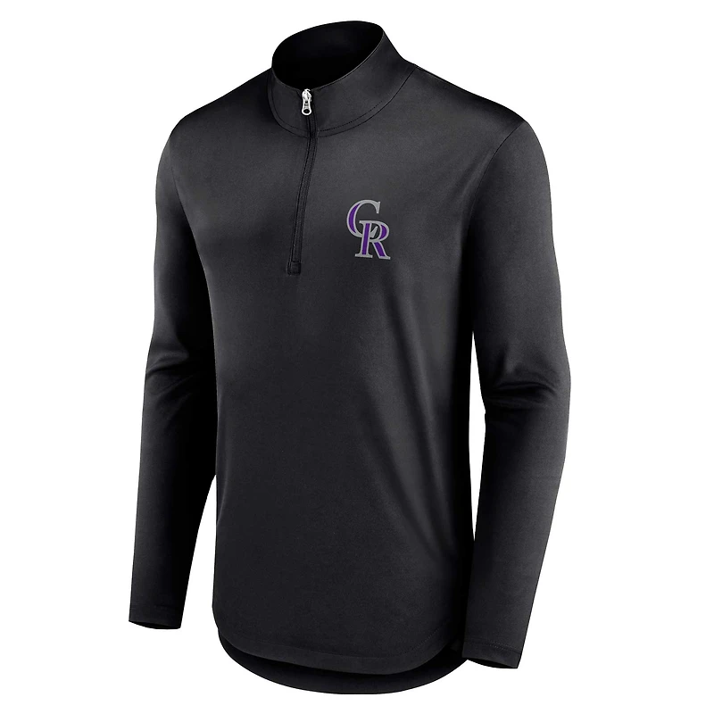 Haut noir à quart de zip Fanatics pour hommes des Colorado Rockies