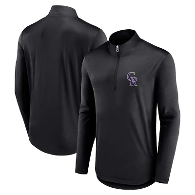 Haut noir à quart de zip Fanatics pour hommes des Colorado Rockies