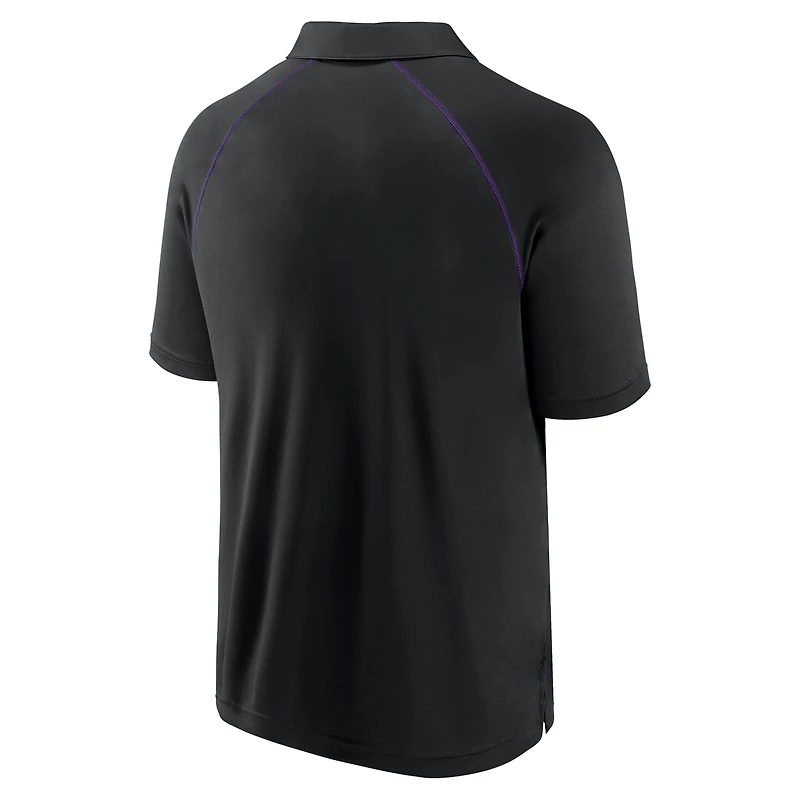 Polo noir Fanatics Colorado Rockies Strong Alone Raglan pour hommes