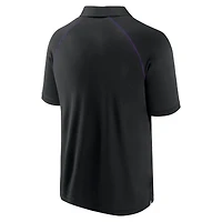 Polo noir Fanatics Colorado Rockies Strong Alone Raglan pour hommes