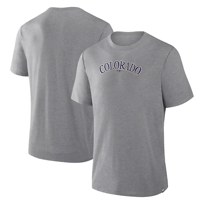 Men's Fanatics Heather Gray Colorado Rockies Play Tribute Tri-Blend T-Shirt
