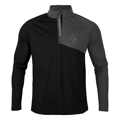 Men's Levelwear Black/Charcoal Colorado Rockies Pinnacle Quarter-Zip Pullover Top