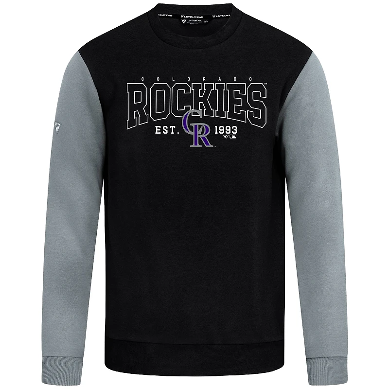 Men's Levelwear Black Colorado Rockies Accolade Ultimate Textbook Pullover Sweatshirt