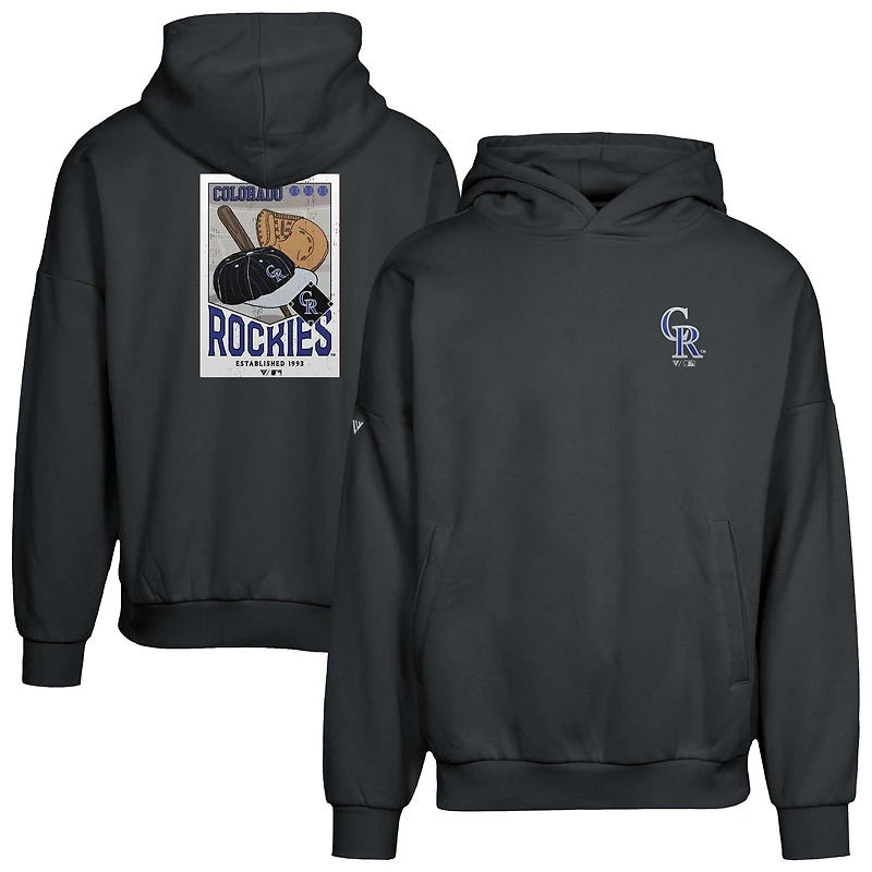 Men's Levelwear  Black Colorado Rockies Contact Pro Card Pullover Hoodie