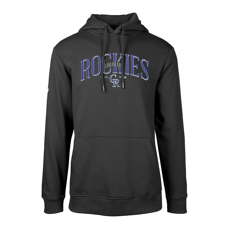 Men's Levelwear Black Colorado Rockies Cooperstown Collection Podium Retro Pullover Hoodie