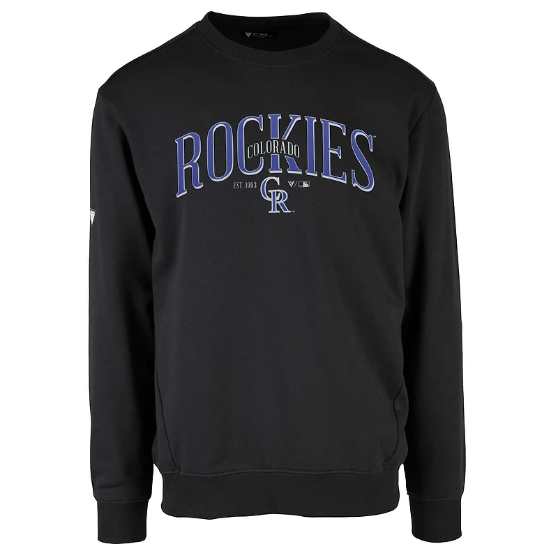 Men's Levelwear Black Colorado Rockies Cooperstown Collection Zane Vintage Pullover Sweatshirt