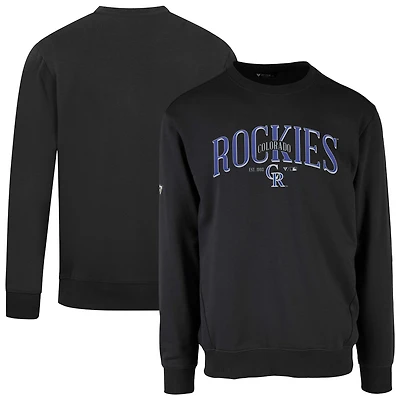 Men's Levelwear Black Colorado Rockies Cooperstown Collection Zane Vintage Pullover Sweatshirt