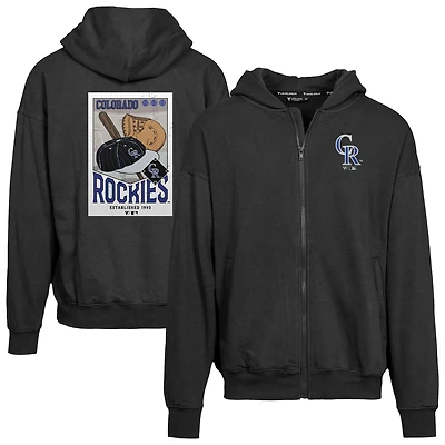 Men's Levelwear  Black Colorado Rockies Uphill City Core Logo Full-Zip Hoodie