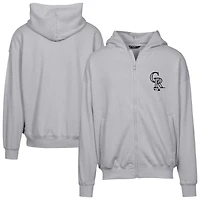Sweat à capuche surdimensionné entièrement zippé Colorado Rockies gris pour homme Levelwear