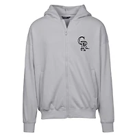 Sweat à capuche surdimensionné entièrement zippé Colorado Rockies gris pour homme Levelwear