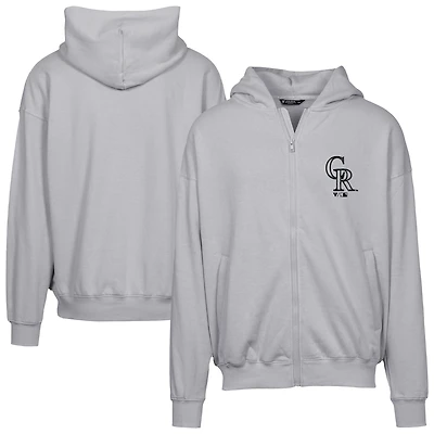 Sweat à capuche surdimensionné entièrement zippé Colorado Rockies gris pour homme Levelwear