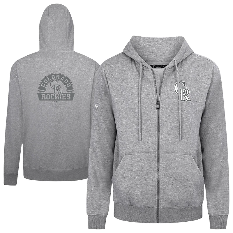 Sweat à capuche zippé gris pour homme avec logo Podium Chenille des Colorado Rockies