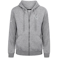 Sweat à capuche zippé gris pour homme avec logo Podium Chenille des Colorado Rockies