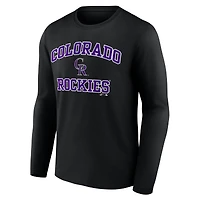 Men's Logo Athletic Black Colorado Rockies Heart & Soul Long Sleeve T-Shirt