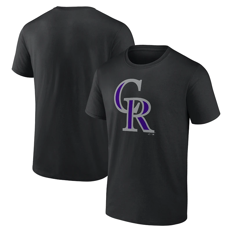 Men's Logo Athletic Black Colorado Rockies Official T-Shirt