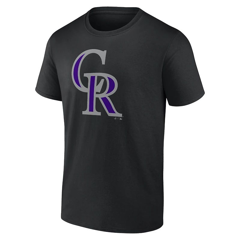 Men's Logo Athletic Black Colorado Rockies Official T-Shirt