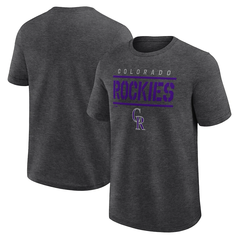 T-shirt athlétique pour homme avec logo chiné et anthracite des Rockies du Colorado.