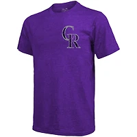 Men's Majestic Threads Purple Colorado Rockies Throwback Logo Tri-Blend T-Shirt