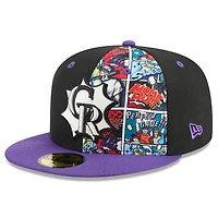 Men's New Era Black/Purple Colorado Rockies 2025 MLB Diamond Hero Edition 59FIFTY Fitted Hat