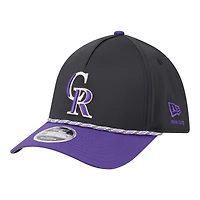 Casquette New Era Flex 39THIRTY noire et violette pour homme, Colorado Rockies Rope M-Crown A-Frame